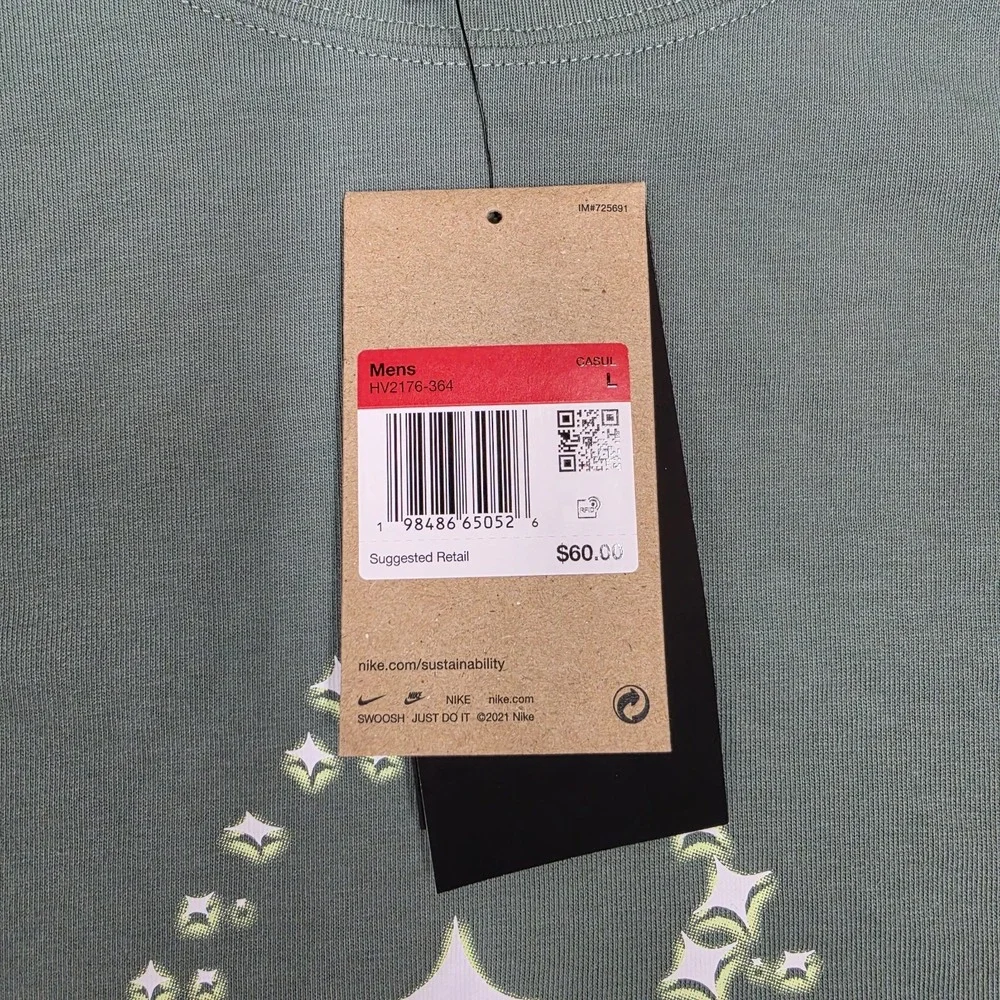 Nike ACG Stars Graphic Long Sleeve Shirt Green HV2176-364 Men's Size Large